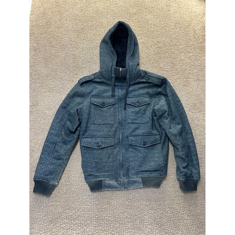 CSG Champs Sports Gear Mens Medium Gray Sherpa Lined Full Zip Hooded Jacket
